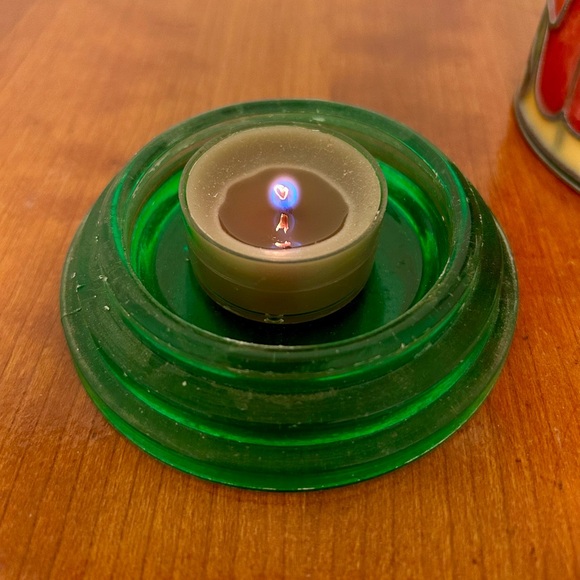 Colorful Hummingbirds Stained Glass Votive Candle Holder - Picture 6 of 7